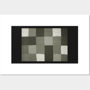 black and white knitted patchwork squares Posters and Art